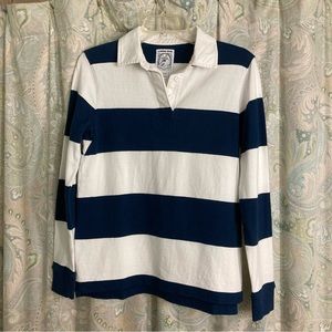 Lands end long sleeve striped rugby shirt, 100% cotton, size 2-4 petite.